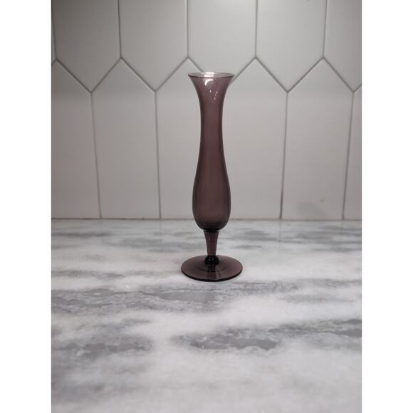 Amethyst Purple Glass Vase, Pedestal Base, 7.75", Vintage Bud Vase, Home Decor - Picture 1 of 10